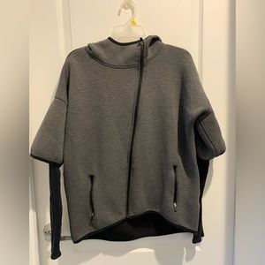 Abercrombie & Fitch Zip Up Women Medium Waffled Sleeves Black Gray Casual Comfy